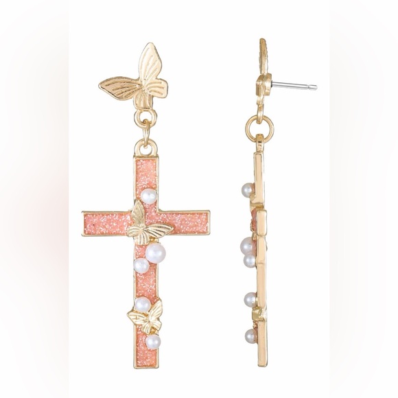 Way To Celebrate Jewelry - Way To Celebrate Easter Butterfly Cross Dangle Earrings